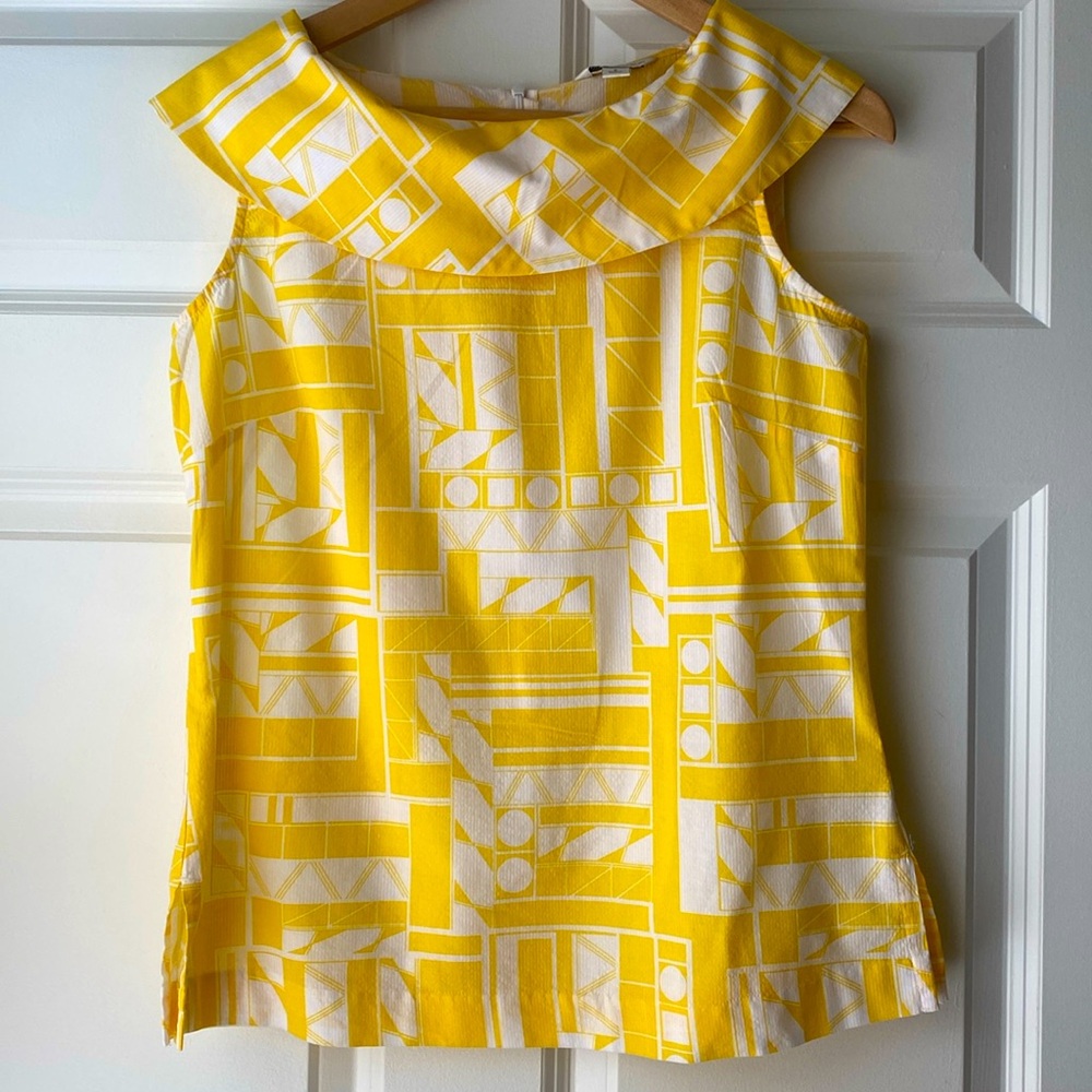 Banana Republic Wide Fold Over Collar Geometric Sleeveless Top Size 6
